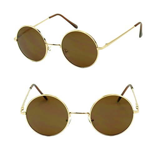 Sunglass Stop - Small Round Gold Metal John Lennon Vingate Circle Sunglasses Hipster Style Shades