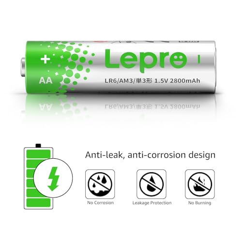 Lepro AA Alkaline Batteries - Pack of 100-1.5V LR6 AA Batteries - 2800mAh - AA Batteries for Daily, Ultra Alkaline Batteries Leak-Proof, Anti-Corrosion Ideal for Alarm Clock, Remote Control, Toy