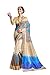 Jaanvi fashion Women's Raw Silk Saree Free Size BlueWith Unstitched Blouse