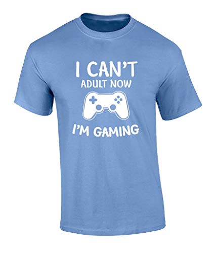 Trenz Shirt Company Funny I Can’t Adult Now, I’m Gaming Controller Graphic Nerdy Video Game Geek Adult Short Sleeve T-Shirt-Carolina Blue-Large