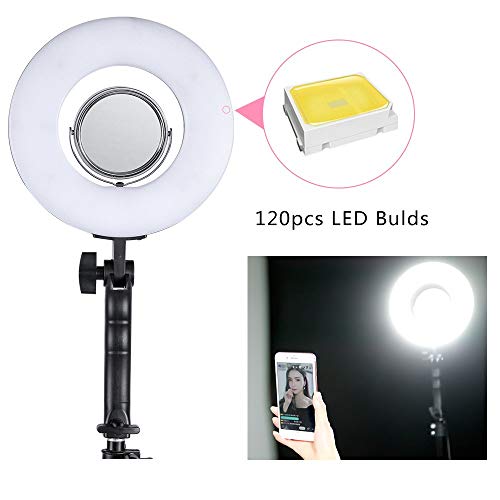 8-inch LED Selfie Ring Light for Phone Video Shooting Makeup YouTube Vine Portrait Photography with Stand Mirror Table Top Dimmable Camera Photo Lamps 24W 5500K Video Circle Lights