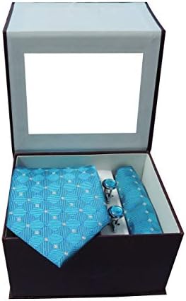 Riyasat Micro Fibre Men's Tie, Cufflink and Pocket Square Gift Set-Blue