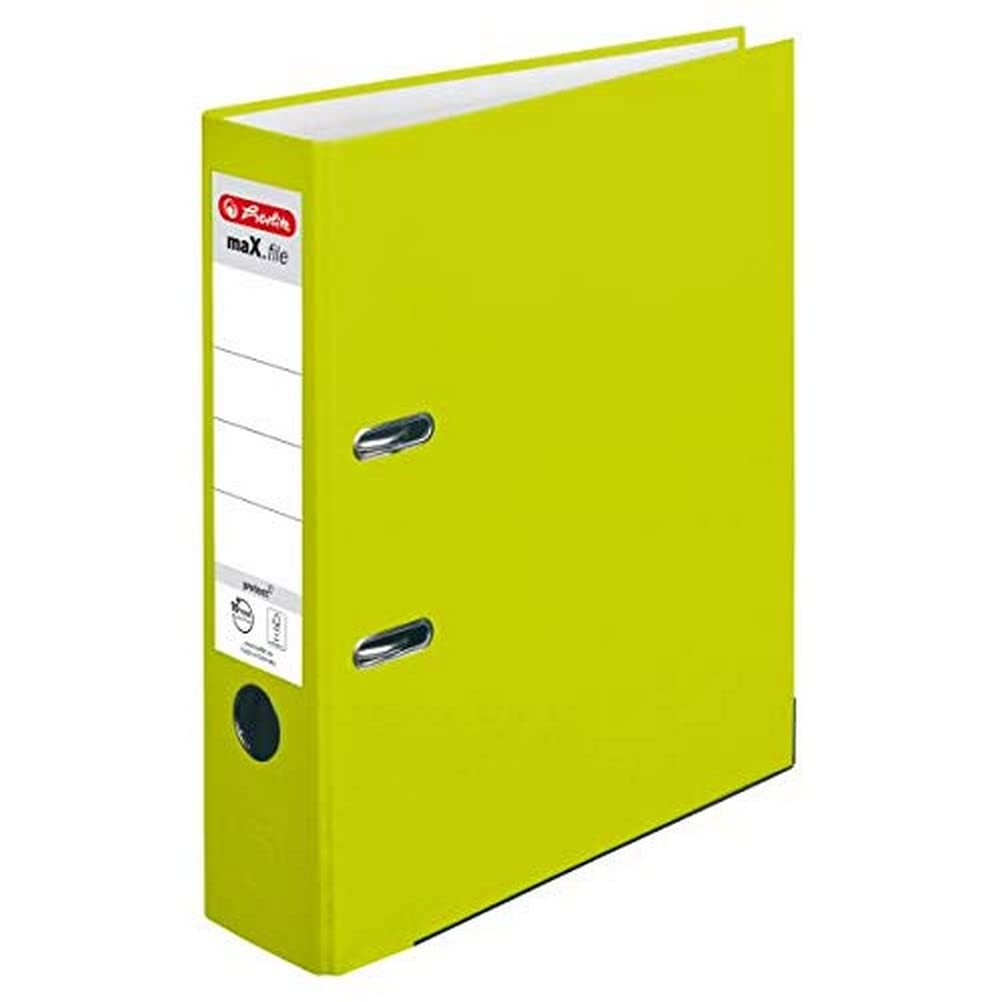 herlitz maX.File Protect A4 Folder, A4, 8 cm Spine Width, Light Green, Lime Green, Insert Spine Label, Edge Protection, 1 Piece