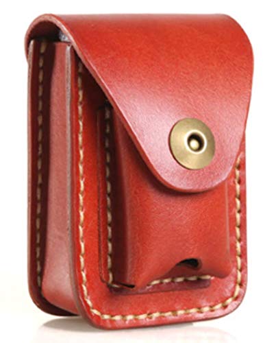 EveryWell Men’s Genuine Leather Cowhide Lighter Holder Case Belt Loop Cigaret Pouch (Red)