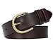 WHIPPY Women Leather Belt for Jeans Pants Dresses Fashion Ladies Western Leather Belt with Brass Buckle M Dark Coffee