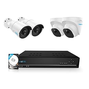 REOLINK 8CH 5MP Home Security Camera System, 4pcs Wired 5MP Outdoor PoE IP Cameras, 4K 8CH NVR with 2TB HDD for 24-7…