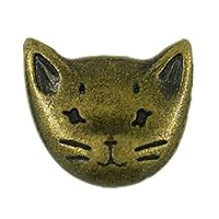 Bezelry 12 Pieces Cute Cat Metal Shank Buttons 18mm (Antique Brass)