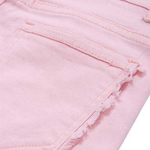 Simayixx Shorts for Women Women's High Waist Microstretch Cotton Denim Shorts Pocket Sexy Soild Summer Pants Trousers Pink - Thumbnail 6