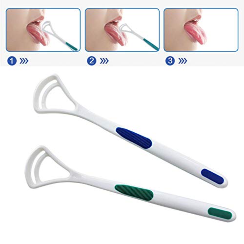 Samoii Scraper Handle Tongue Cleaners Tongue Scraping Cleaner Bad Good Breath Brush Scraping 2pcs for Adult Kids - Thumbnail 3