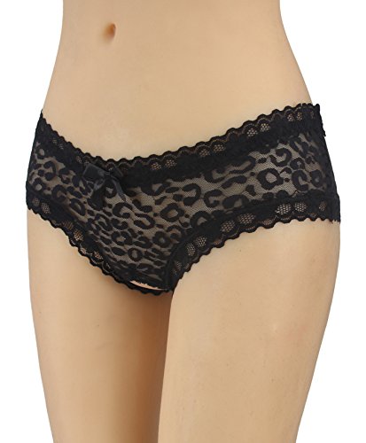 Sofishie open crotch v-back panties - black - medium