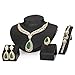 Moochi 18K Gold Plated Green Beads Crystal Chain Necklace Earrings Ring Bracelet Jewelry Set