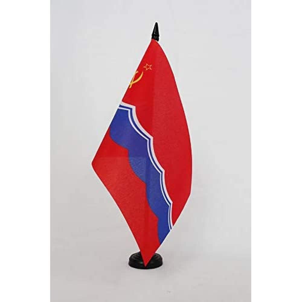 AZ FLAG Estonian Soviet Socialist Republic Table Flag 5'' x 8'' - Estonia SSR Office Decoration 100% Polyester 21 x 14 cm - Mini Desk Flag with Pole and Black Plastic Base