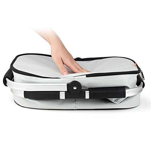 YONOVO 32 L Folding Picnic Basket Insulated Cooler Bag for Family Gathering Camping Travel BBQ (Ivory)