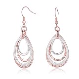 Carfeny Rose Gold and Silver Earrings Two Tone Dangle Earrings, Multilayer Heart Shaped Teardrop Earrings for Women, Hypoallergenic Earring Girls Women Jewelry Gift