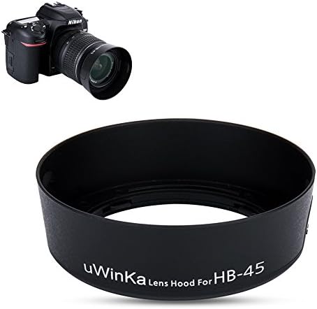 Uwinka Camera Lens Hood Shade for Nikon 18-55mm f/3.5-5.6GII AF-S DX NIKKOR &amp; 18-55mm f/3.5-5.6G AF-S VR DX NIKKOR Lens Replaces Nikon HB-45 Lens Hood Reverse Attaching -Black