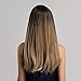 Long Brown Wigs with Bangs Luckyfine Long Straight Synthetic Wig, Brown Tawny Ombre Natural Looking Wigs Cosplay Party Halloween Cosplay Costume Wig for Women Girls Dress Dating-22''