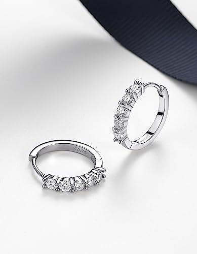 MomentWish Hoop Earrings with Pendant, 2 Carat Moissanite Earrings 925 Silver Romantic Gift for Women Her