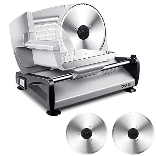 Meat Slicer, TOKASS 200W Electric deli Food Slicer with 2 Removable 7.5
