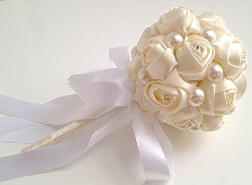 Made to order Brooch Bouquet Wedding Bridal Flowers Satin Roses Flower Girl Wand
