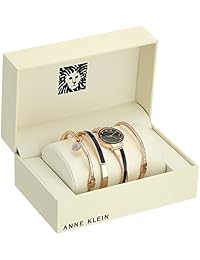 Anne Klein AK   2716RNST - Juego de pulsera y reloj para mujer con cristales Swarovski acentuados en oro rosa y azul marino