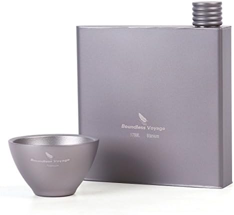 Boundless Voyage Outdoor Titanium Hip Flask Sake Cup Set Camping Hiking Travel Picnic Wine Alcohol Pot Drink Whiskey Flagon Mug Set Drinkware 6oz/178ml