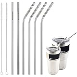 Aoocan Stainless Steel Straws FDA-Approved Set of 6 Extra Long 10.5'' Drinking Metal Straws For 20 30 oz Stainless Tumblers Ramblers Fits all Yeti Ozark Trail RTIC Tumbler