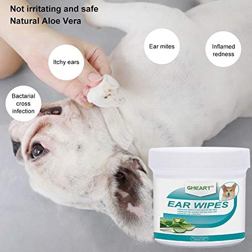 GHEART Dog Ear Wipes, Ear Cleaner Pads for Dogs and Cats, Ear Wipes for