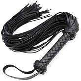 Black Horse Whip 30'' - Faux Leather Horse Black Riding Crop Flogger - Equestrian Horse Flogger Whip - Leather Flogger Horse 