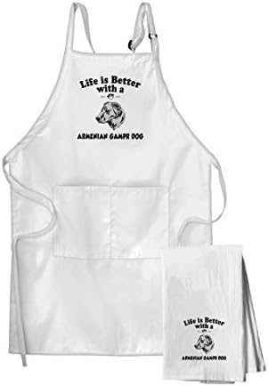 ARMENIAN GAMPR DOG Life is Better Dish Flour Sack Kitchen Towel &amp; Apron Set HDKS