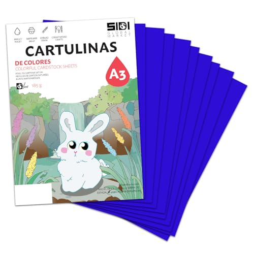 Karton A3 Dunkelblau 185 g Kartonpapier fuer Bastelarbeiten, Scrapbooking, Inkjet- und Laserdrucker, Schule und Unterricht – SIDI (dunkelblau, 125h)