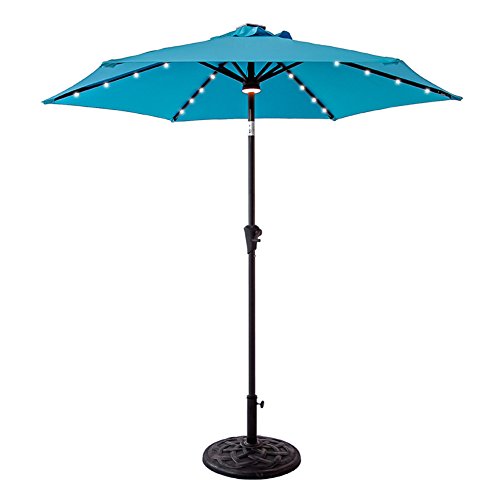 FLAME&SHADE 7’5″ Round Solar Power LED Light Outdoor Patio Market Umbrella, Cran ...
