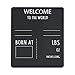 Canopy Street Baby Announcement Chalkboard Sign. “Welcome to The World” Photo Prop Board, Black w/White Print and Round Corners - 12” x 10” Rectangle