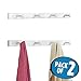 mDesign Decorative Wood Wall Mount 4 Hook Storage Organizer Rack for Coats, Hoodies, Hats, Scarves, Purses, Leashes, Bath Towels & Robes - 2 Pack - White