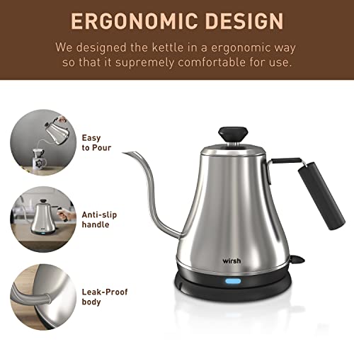 Wirsh Gooseneck Kettle, Electric Gooseneck Kettle with Auto Shut Off