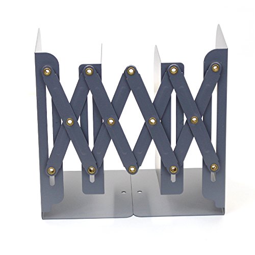 Md Trade Bookends Metal Iron Adjustable Books Holder Stand Desk Heavy Duty Nonskid Bookend, Grey - Thumbnail 4