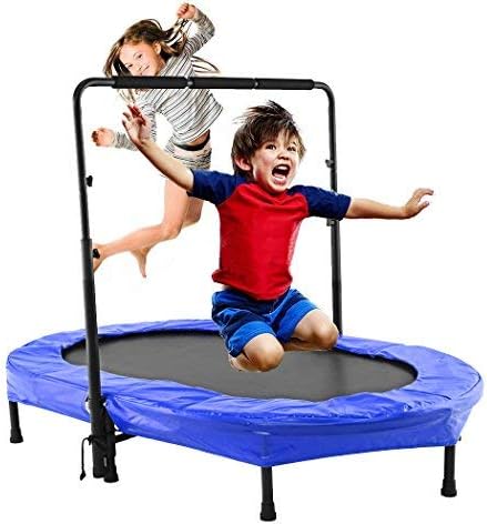 Binxin Mini Rebounder Trampoline Foldable Trampoline Indoor/Outdoor Cardio with Adjustable Handle for Two Kids Parent-Child (Max Load 220lbs)
