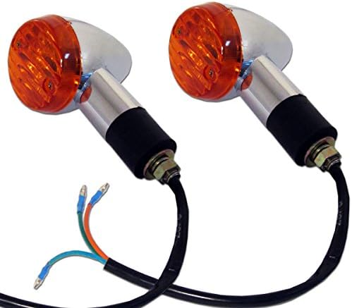 Yamaha FZR 150,FZR 250,FZR 400 Chrome Motorcycle Round Mini Bullet Turn Signal/Running Lights Combo 3 Wire Blinker Indicators Pair