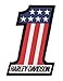 Harley-Davidson® #1 Red, White, and Blue Embroidered Patch. 2'' W x 2 5/8'' H. EM227841