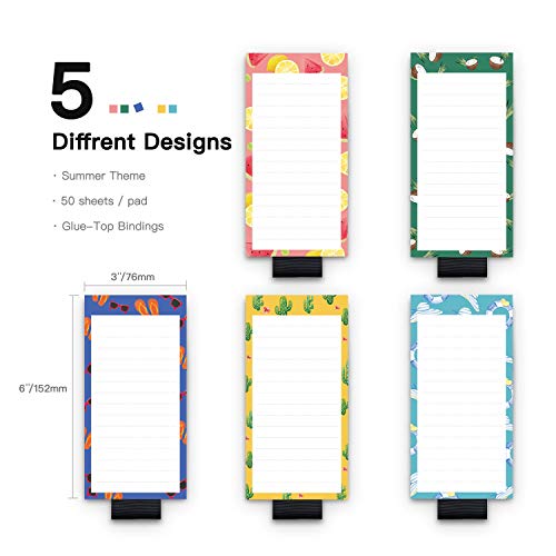5 Pack Notepads for Fridge with Pen Holder, Full Back