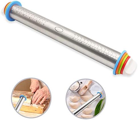 Adjustable Spacers Rolling Pin Stainless Steel Thickness Rings PP Resin for Kitchen Bakers & Cooks