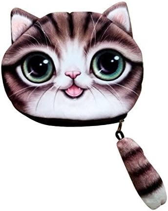 Cat Head Wallet, ABCmall Cute 3D Cat Face Tail Zipper Closure Bag Coin Purse Case
