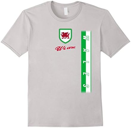 Men's WALES T-shirt Welsh Pride Dragon Flag Soccer Football Rugby Medium Silver