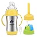 Bammax Baby Sippy Cup, 3 in 1 Multi-Function Baby Kids Water Cup, Stainless Steel Non-Toxic Non-Spill Infant Bottle with Silicone Straw, Heat Preservation