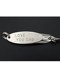 O.RIYA llavero de pesca con frase "Love You Dad" estampado a mano para regalo para novios, día del padre, regalo de hija