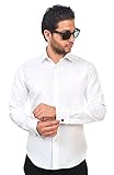 New Mens Dress Shirt White French Cuff Tailored Slim Fit Wrinkle Free By Azar Man