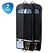 HOUSE DAY Garment Bags 2 Pack 54 inch Garment Bags for Storage Travel Nonwoven Fabric Dress Bag Suit Bag Garment Bag with 2 Large Mesh Pockets Garment Cover Suit Covers for Closet Storage,Black