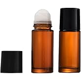 Calsgkspray 2 Pcs Brown 50ml Glass Essential Oil Roller Bottles Refillable Roll on Bottles Empty Deodorant Bottle Containers Rollerball, Roller Refillable Containers Tools and Accessories 