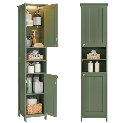 VASAGLE Badezimmerschrank mit Beleuchtung, hoch, 40 cm breit