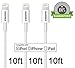 Amoner Durable-Series 10ft 8 Pin USB Charging Cable Syncing Cord, 3 Piece - White