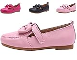 MingAo Girl's Princess Dress Shoes Flat Casual Leather Sneakers for Toddler Little Big Kids (Toddler US 9M-- EU26, Pink)